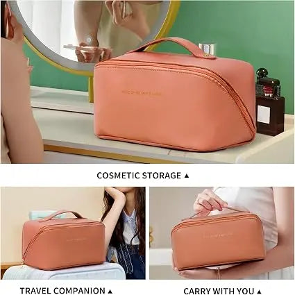 Luxury Cosmetic Leather Pouch – Travel Makeup Organizer
