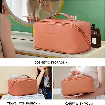 Luxury Cosmetic Leather Pouch – Travel Makeup Organizer