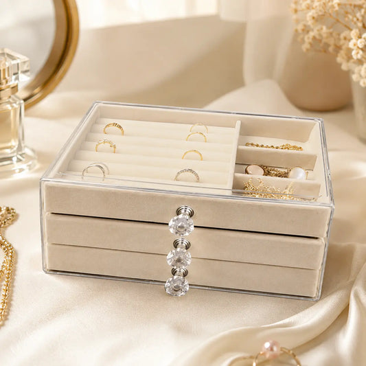 3 Layer Velvet Jewellery Organizer