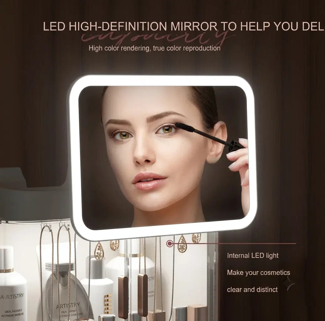 Desktop Cosmetic Storage Box With Mirror