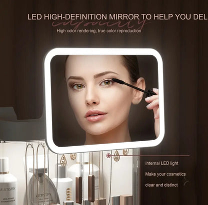 Desktop Cosmetic Storage Box With Mirror