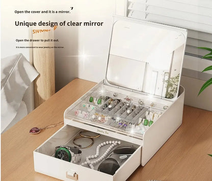 Jewelry & Cosmetic Organizer with Integrated Mirror