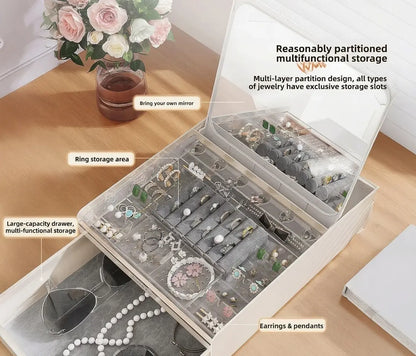 Jewelry & Cosmetic Organizer with Integrated Mirror